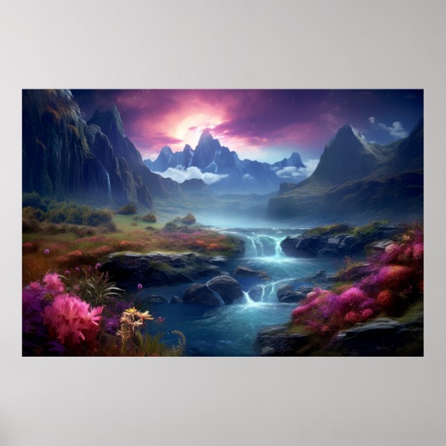 Fantastisk planetskonst för liggande magiska dimen poster (Framsidan)