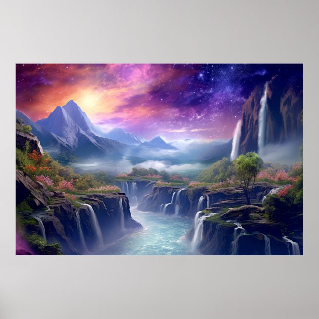 Fantastisk planetskonst för liggande magiska dimen poster (Framsidan)