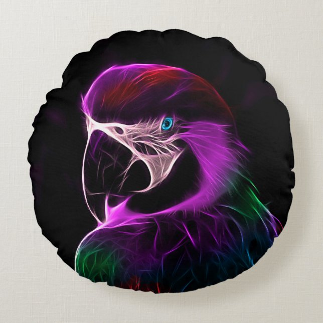 Fantastisk Plum Glow Parrot Rund Kudde (Framsidan)
