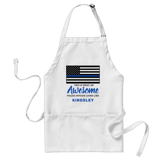 Fantastisk polischef Thin Blue Line BBQ Förkläde (Framsidan)