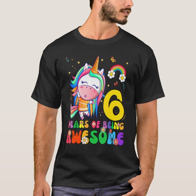 Fantastisk Princess Unicorn Birthday 6 Year Old Gi T Shirt (Framsida)