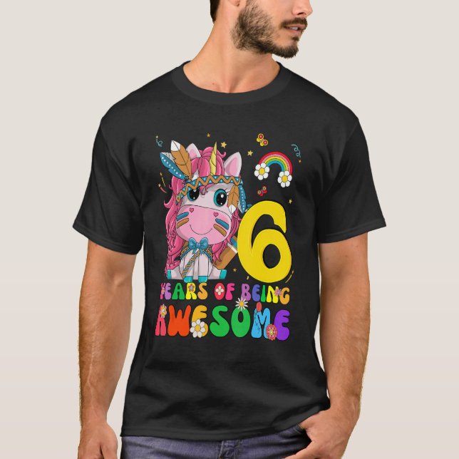Fantastisk Princess Unicorn Birthday 6 Year Old Gi T Shirt (Framsida)