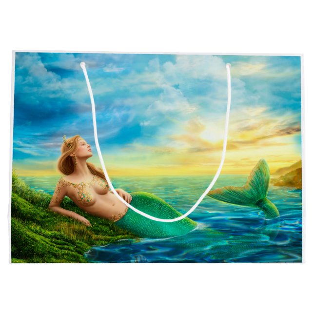 Fantastisk prinsessa-sjöjungfru vid solnedgången (Baksidan)