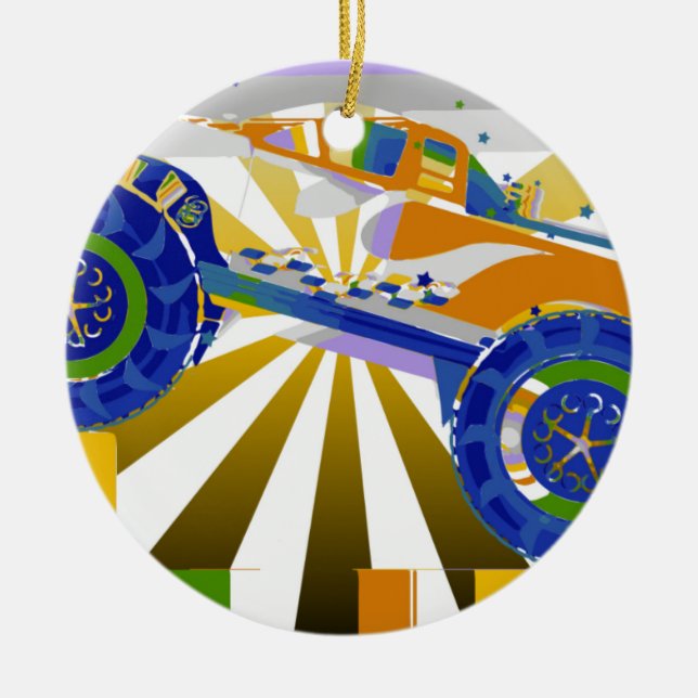 Fantastisk psykodelic Monster lastbil Julgransprydnad Keramik (Framsidan)