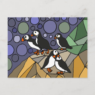 Fantastisk Puffin Bird Art Abstrakt Original Vykort