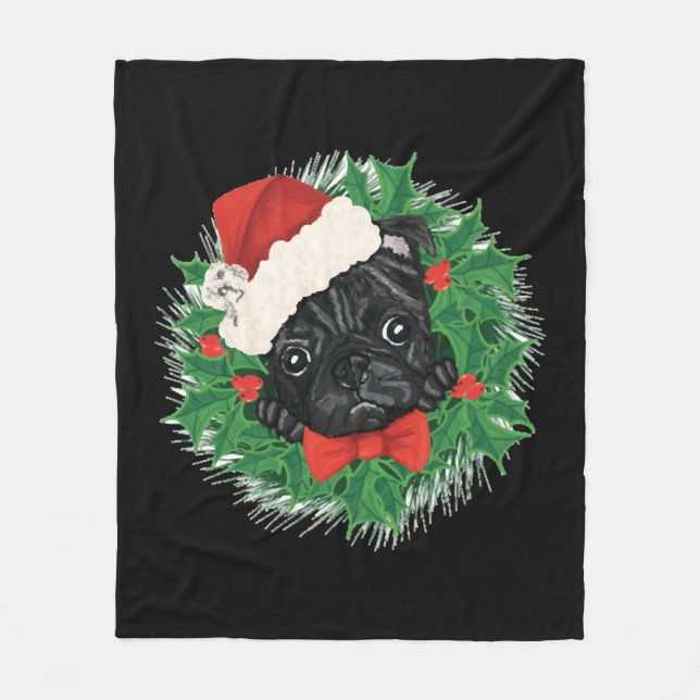 Fantastisk Pug-julsjöfart Fleecefilt (Framsidan)