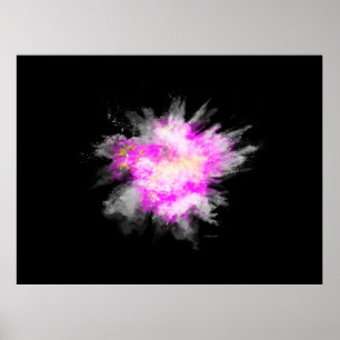 Fantastisk Pulder Paint Explosion Rosa Gult White Poster