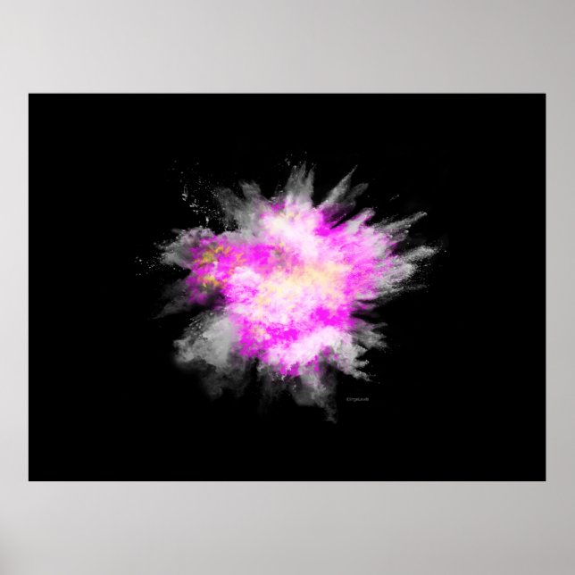 Fantastisk Pulder Paint Explosion Rosa Gult White Poster (Framsidan)