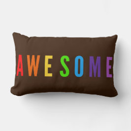 FANTASTISK RAINBOW FÄRG POSTIV LYCKLIG-TEXT BROWN LUMBARKUDDE