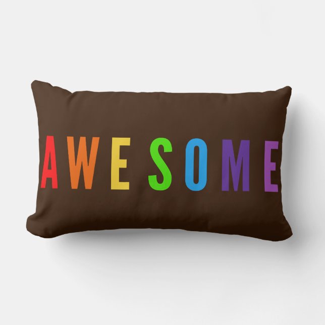 FANTASTISK RAINBOW FÄRG POSTIV LYCKLIG-TEXT BROWN LUMBARKUDDE (Framsida)