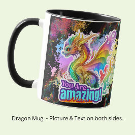 Fantastisk Rainbow Soft Pastel Dragon med Vingar Mugg