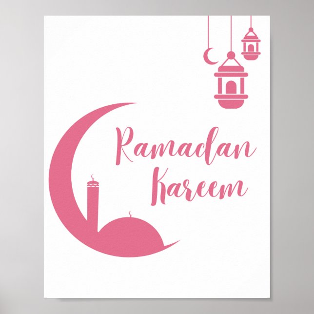 Fantastisk Ramadan Kareem Röd Halvmåne & Lykta Väg Poster (Framsidan)