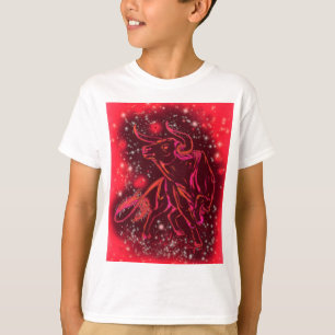 Fantastisk Red Neon Bull Running Kids T-Shirt