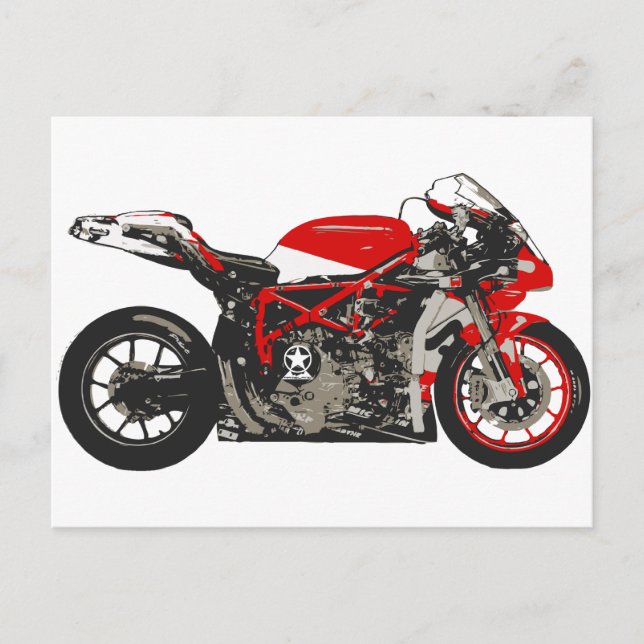 Fantastisk Red Tävla Motorcle Vykort (Framsida)