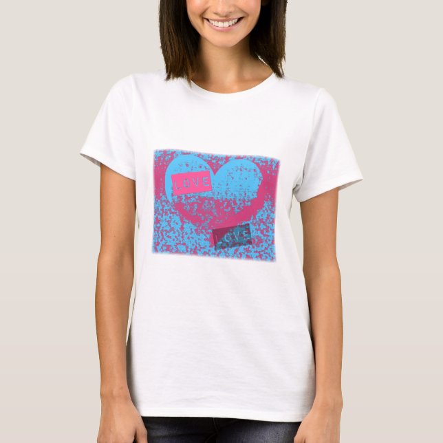 Fantastisk Retro Färg Kärlek Heart Design T Shirt (Framsida)