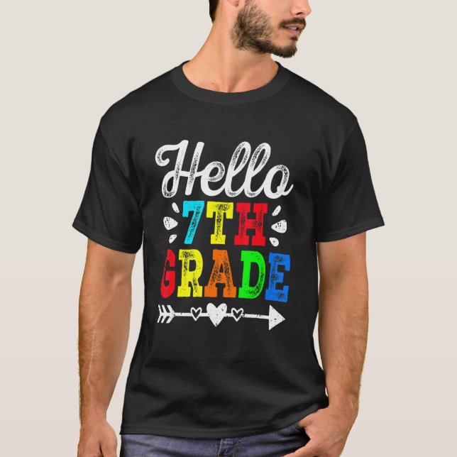 Fantastisk Retro Hej 7:e Klass Lärare Student Squa T Shirt (Framsida)