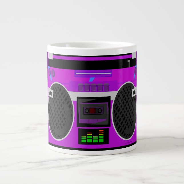 Fantastisk Retro Lila Boombox Jumbo Mugg (Framsidan)