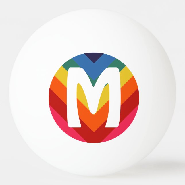 Fantastisk Retro Rainbow Ping Pong Boll Monogram (Framsidan)