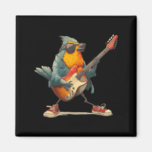 Fantastisk Robin Fågel Med Elektrisk Gitarr För Po Magnet