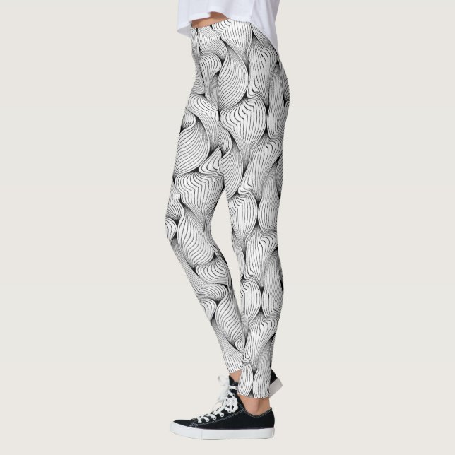 Fantastisk Roligt Se Black Interwoven Linjer Leggings (Vänster)