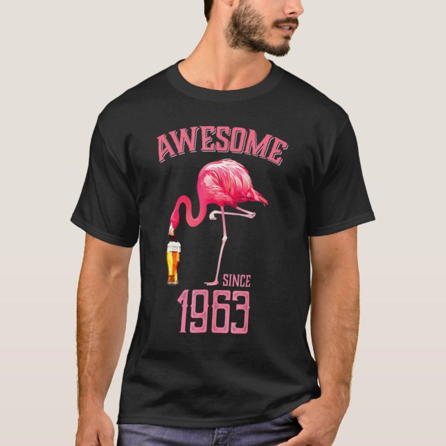 Fantastisk Rosa Flamingo Bird sedan 1963 55:e föde T Shirt (Framsida)