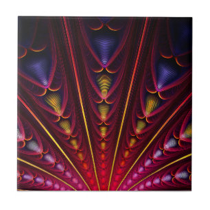 Fantastisk Rosa Gult Black Fractal Kakelplatta