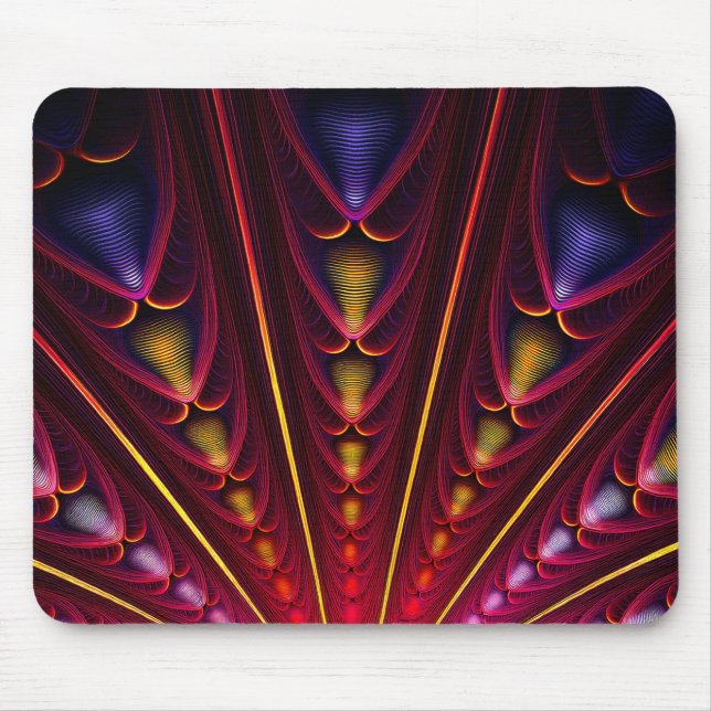 Fantastisk Rosa Gult Black Fractal Musmatta (Framsidan)