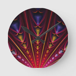 Fantastisk Rosa Gult Black Fractal Rund Klocka