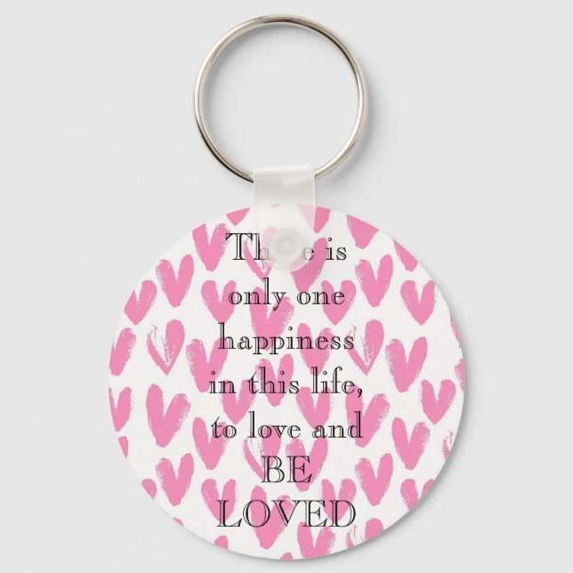 Fantastisk Rosa Heart med kärlek, citat Nyckelring (Framsida)