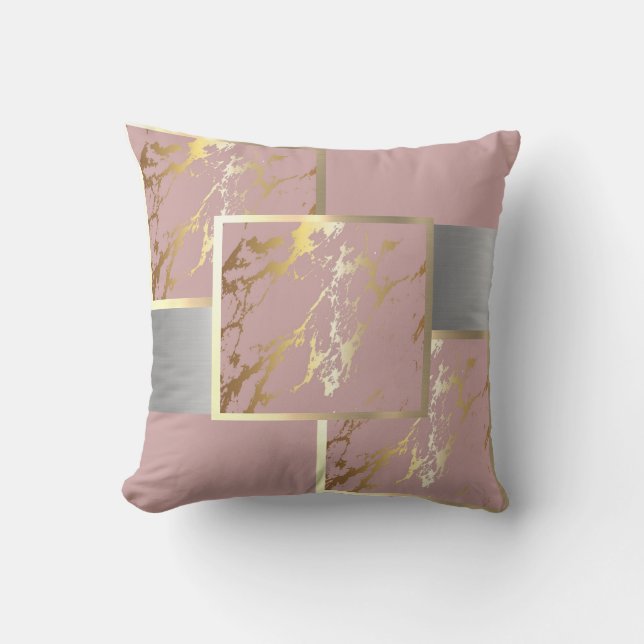 Fantastisk Rosa och Guld Marble Design Kudde (Framsida)