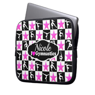 FANTASTISK ROSA OCH SVART GYMNASTICS DESIGN LAPTOP FODRAL