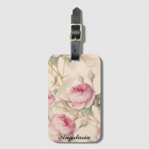 Fantastisk Rosa ros med ditt namn Bagagebricka