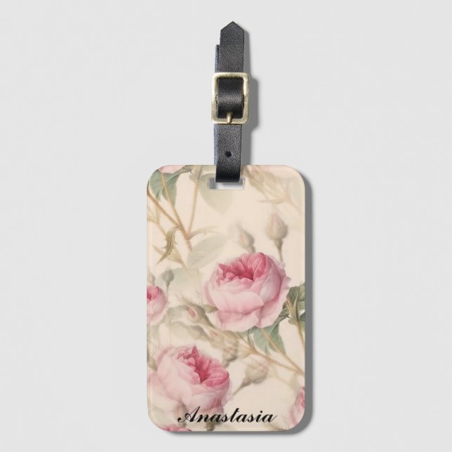 Fantastisk Rosa ros med ditt namn Bagagebricka (Framsida vertikal)