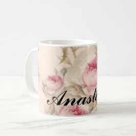 Fantastisk Rosa ros med ditt namn Kaffemugg
