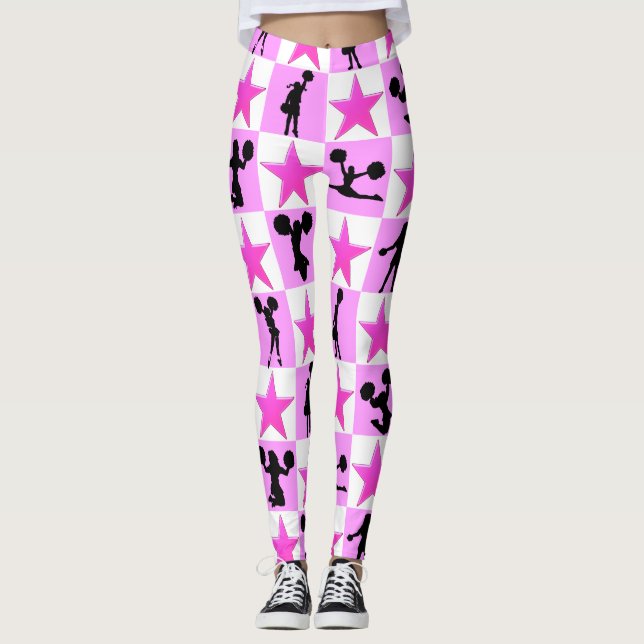 FANTASTISK ROSA STAR CHEERLEADING LEGGING (Framsida)