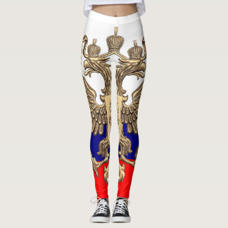 Fantastisk rysk vapensköld- och flaggadamasker leggings