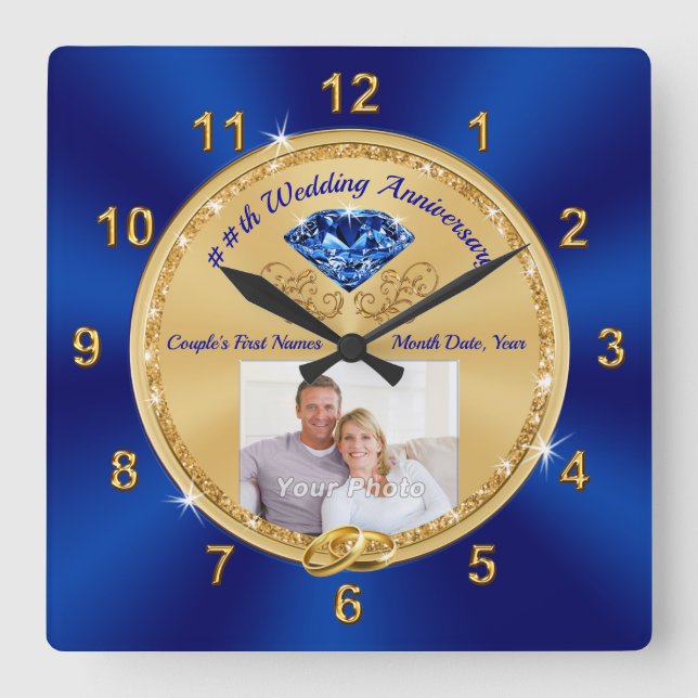 Fantastisk safiannasjukårsgåva 45:e ÅRET Fyrkantig Klocka (Framsida)