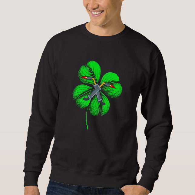 Fantastisk Saint patrick S Day Welder Shamrock Hat Lång Ärmad Tröja (Framsida)
