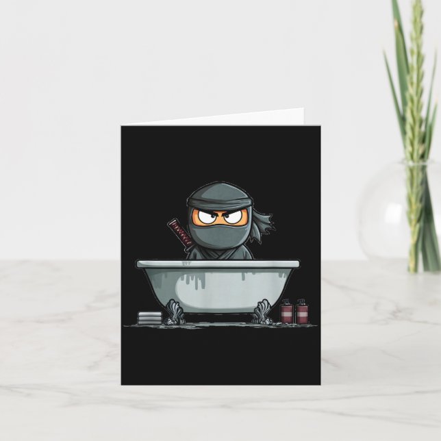 Fantastisk Samuraj Ninja i Badkaret Grafik Kort (Framsida)