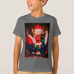 Fantastisk Santa on Horse Festive Färg T-Shirt