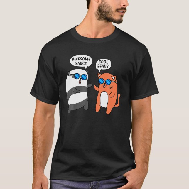 Fantastisk Sauce Coola bönor Cute Animals Panda Ca T Shirt (Framsida)