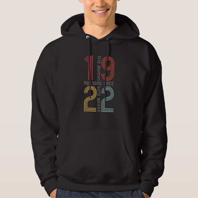 Fantastisk sedan 1922 101:e födelsedagen 101 år ga hoodie (Framsida)