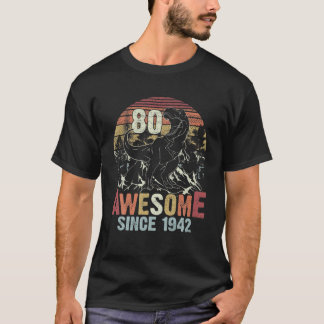 Fantastisk sedan 1942 Dinosaur Rex 80:e födelsedag T Shirt