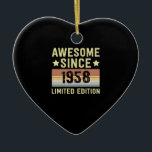 Fantastisk sedan 1958 Retro Funny Födelsedagsfest Julgransprydnad Keramik<br><div class="desc">1</div>