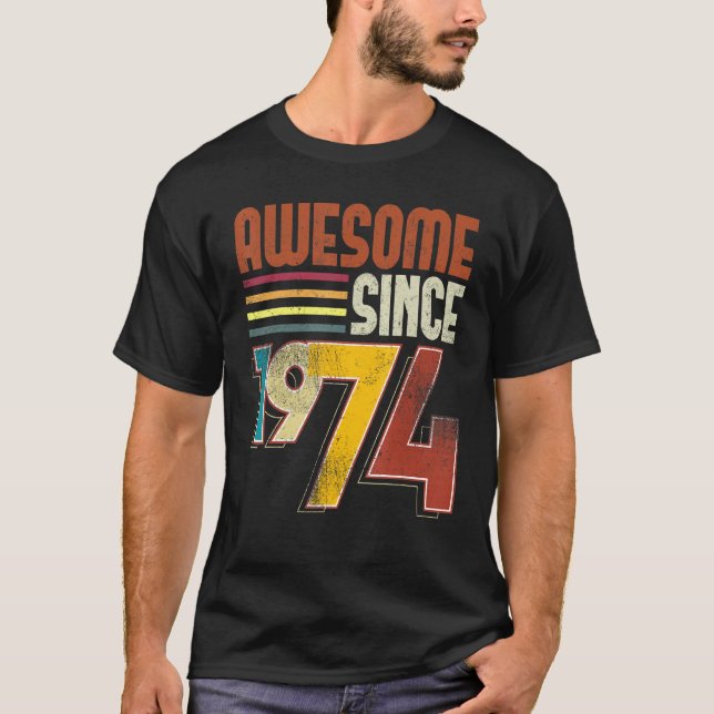 Fantastisk sedan 1974, 49:e födelsedag Retro-Vinta T Shirt (Framsida)