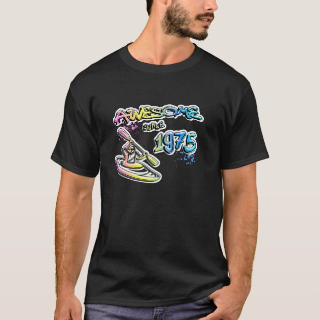 Fantastisk sedan 1975, Kayaking Kayaker Graffiti T Shirt (Framsida)
