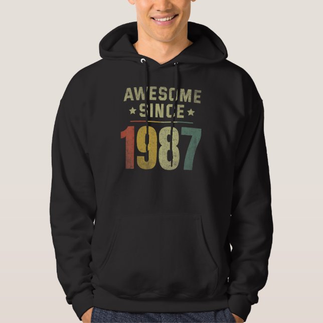 Fantastisk Sedan 1987 35e födelsedag Retro Manar K Hoodie (Framsida)