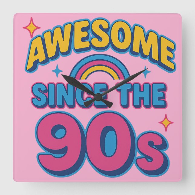 Fantastisk sedan 1990-talet - färgfull Retro Y2K S Fyrkantig Klocka (Framsida)