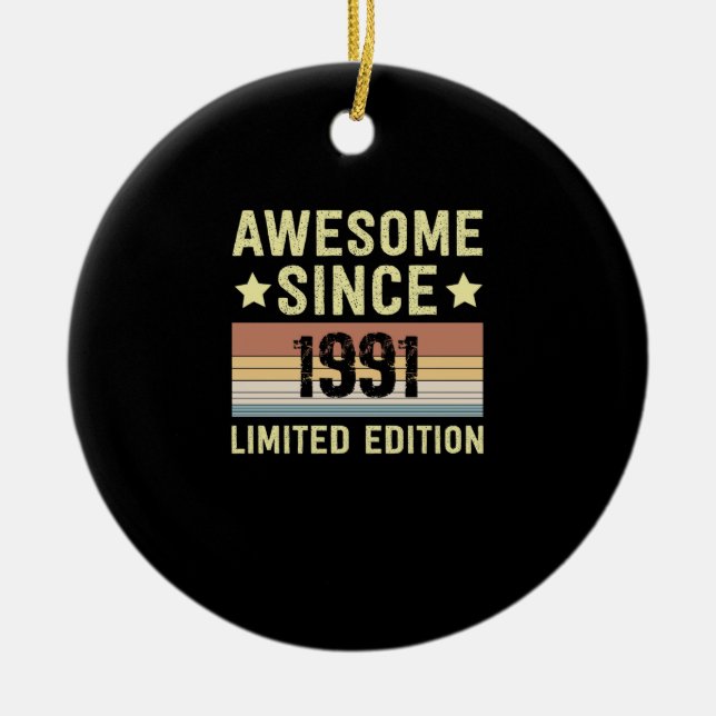 Fantastisk Sedan 1991 Födelsedag Julgransprydnad Keramik (Framsidan)