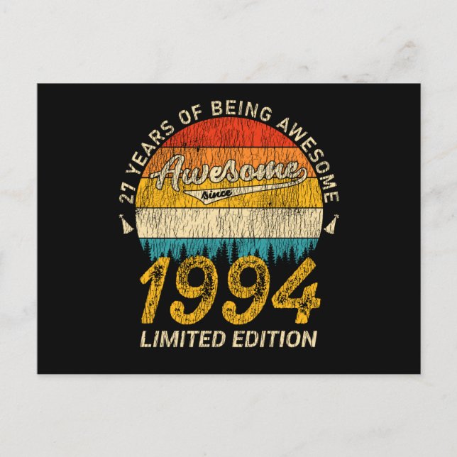Fantastisk Sedan 1994 Limited Edition Födelsedagsp Vykort (Framsida)